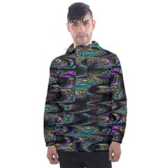 Abstract Art - Adjustable Angle Jagged 2 Men s Front Pocket Pullover Windbreaker