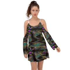 Abstract Art - Adjustable Angle Jagged 2 Kimono Sleeves Boho Dress by EDDArt