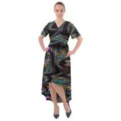 Abstract Art - Adjustable Angle Jagged 2 Front Wrap High Low Dress by EDDArt