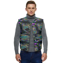 Abstract Art - Adjustable Angle Jagged 2 Men s Short Button Up Puffer Vest	