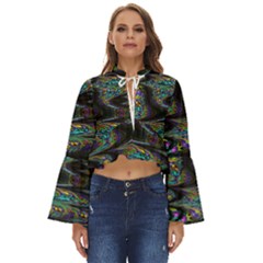 Abstract Art - Adjustable Angle Jagged 2 Boho Long Bell Sleeve Top