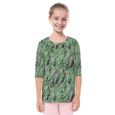 Botanic Camouflage Pattern Kids  Quarter Sleeve Raglan Tee by dflcprintsclothing