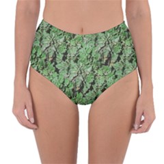 Botanic Camouflage Pattern Reversible High-waist Bikini Bottoms by dflcprintsclothing