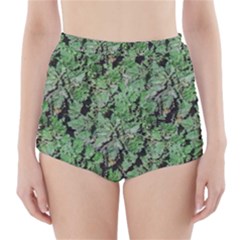 Botanic Camouflage Pattern High-waisted Bikini Bottoms by dflcprintsclothing