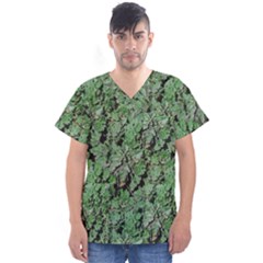 Botanic Camouflage Pattern Men s V-neck Scrub Top