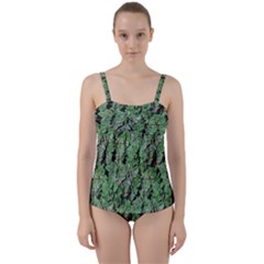 Botanic Camouflage Pattern Twist Front Tankini Set by dflcprintsclothing