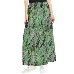 Botanic Camouflage Pattern Maxi Chiffon Skirt