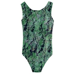 Botanic Camouflage Pattern Kids  Cut-out Back One Piece Swimsuit by dflcprintsclothing