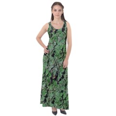 Botanic Camouflage Pattern Sleeveless Velour Maxi Dress by dflcprintsclothing