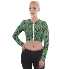 Botanic Camouflage Pattern Long Sleeve Cropped Velvet Jacket by dflcprintsclothing