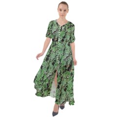 Botanic Camouflage Pattern Waist Tie Boho Maxi Dress