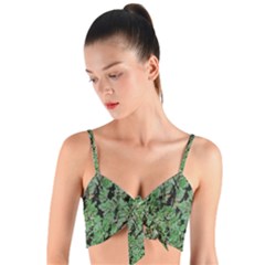 Botanic Camouflage Pattern Woven Tie Front Bralet by dflcprintsclothing