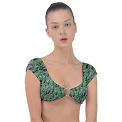 Botanic Camouflage Pattern Cap Sleeve Ring Bikini Top by dflcprintsclothing