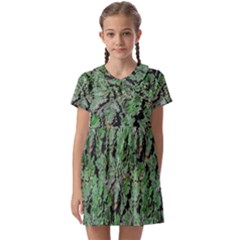 Botanic Camouflage Pattern Kids  Asymmetric Collar Dress by dflcprintsclothing