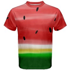 Painted Watermelon Pattern, Fruit Themed Apparel Men s Cotton Tee by Casemiro