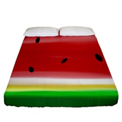 Painted Watermelon Pattern, Fruit Themed Apparel Fitted Sheet (queen Size) by Casemiro