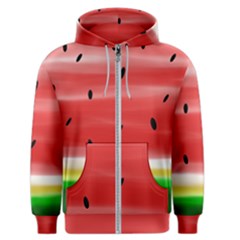 Painted Watermelon Pattern, Fruit Themed Apparel Men s Zipper Hoodie