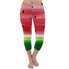 Painted Watermelon Pattern, Fruit Themed Apparel Capri Winter Leggings 