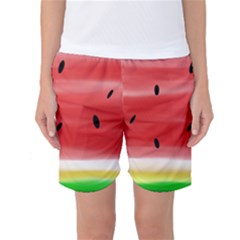 Painted Watermelon Pattern, Fruit Themed Apparel Women s Basketball Shorts by Casemiro