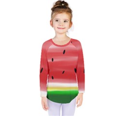 Painted Watermelon Pattern, Fruit Themed Apparel Kids  Long Sleeve Tee