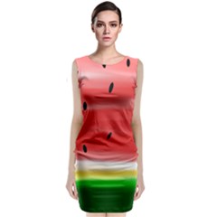 Painted Watermelon Pattern, Fruit Themed Apparel Sleeveless Velvet Midi Dress