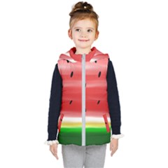 Painted Watermelon Pattern, Fruit Themed Apparel Kids  Hooded Puffer Vest