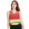 Painted watermelon pattern, fruit themed apparel V-Neck Cropped Tank Top View1