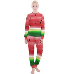 Painted Watermelon Pattern, Fruit Themed Apparel Women s Lounge Set by Casemiro