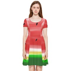 Painted Watermelon Pattern, Fruit Themed Apparel Inside Out Cap Sleeve Dress by Casemiro