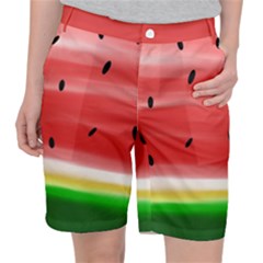 Painted Watermelon Pattern, Fruit Themed Apparel Pocket Shorts by Casemiro