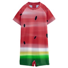 Painted Watermelon Pattern, Fruit Themed Apparel Kids  Boyleg Half Suit Swimwear by Casemiro