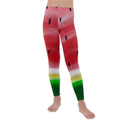 Painted Watermelon Pattern, Fruit Themed Apparel Kids  Lightweight Velour Leggings by Casemiro