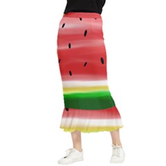 Painted Watermelon Pattern, Fruit Themed Apparel Maxi Fishtail Chiffon Skirt by Casemiro