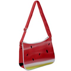 Painted Watermelon Pattern, Fruit Themed Apparel Zip Up Shoulder Bag by Casemiro