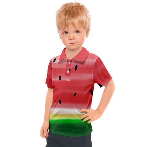 Painted Watermelon Pattern, Fruit Themed Apparel Kids  Polo Tee by Casemiro