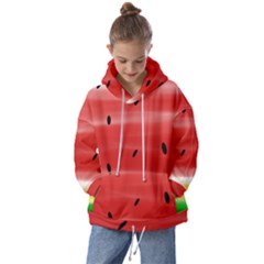 Painted Watermelon Pattern, Fruit Themed Apparel Kids  Oversized Hoodie by Casemiro