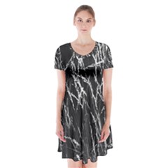 Field Of Light Abstract 3 Short Sleeve V-neck Flare Dress by DimitriosArt