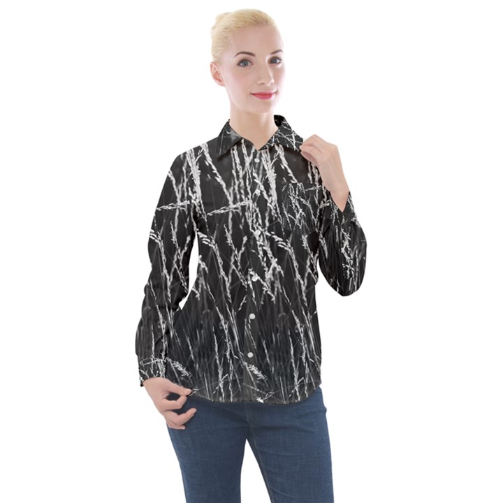 Field of light abstract 3 Women s Long Sleeve Pocket Shirt