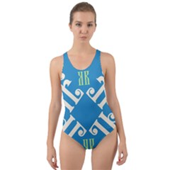 Abstract Pattern Geometric Backgrounds   Cut-out Back One Piece Swimsuit by Eskimos