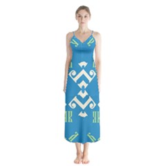 Abstract Pattern Geometric Backgrounds   Button Up Chiffon Maxi Dress by Eskimos