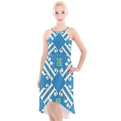 Abstract Pattern Geometric Backgrounds   High-low Halter Chiffon Dress 