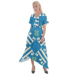 Abstract Pattern Geometric Backgrounds   Cross Front Sharkbite Hem Maxi Dress by Eskimos