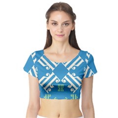 Abstract Pattern Geometric Backgrounds   Short Sleeve Crop Top by Eskimos