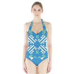 Abstract Pattern Geometric Backgrounds   Halter Swimsuit by Eskimos