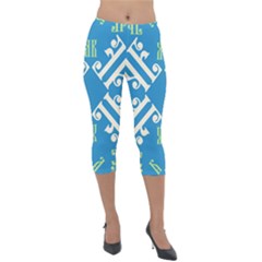 Abstract Pattern Geometric Backgrounds   Lightweight Velour Capri Leggings  by Eskimos