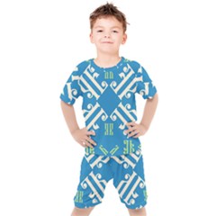 Abstract Pattern Geometric Backgrounds   Kids  Tee And Shorts Set by Eskimos