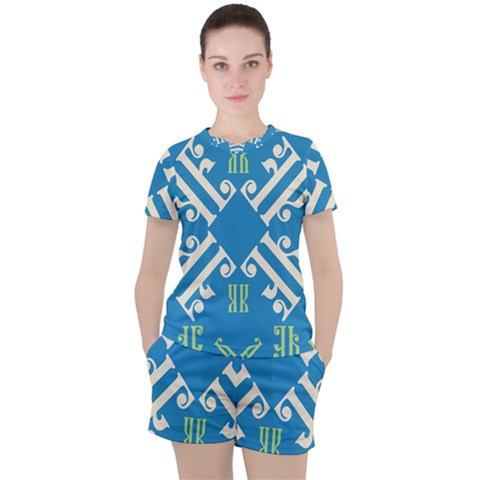 Abstract Pattern Geometric Backgrounds   Women s Tee And Shorts Set by Eskimos