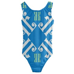 Abstract Pattern Geometric Backgrounds   Kids  Cut-out Back One Piece Swimsuit by Eskimos