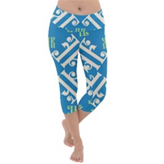 Abstract Pattern Geometric Backgrounds   Lightweight Velour Capri Yoga Leggings by Eskimos