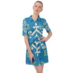 Abstract Pattern Geometric Backgrounds   Belted Shirt Dress by Eskimos